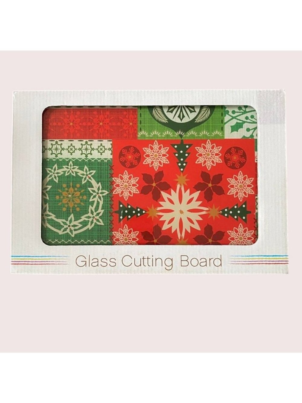 Christmas Tree Shop Holiday Tempered Glass Cutting Board  12 x8